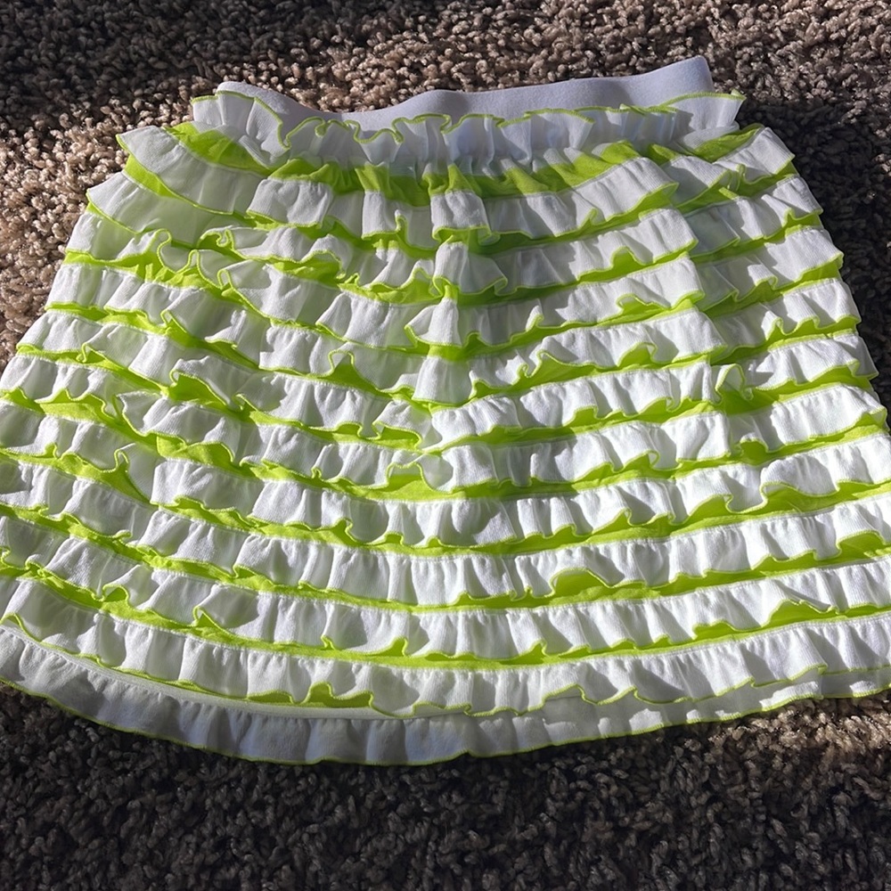 Homemade Lime Green Ruffled Elastic Skirt size 5